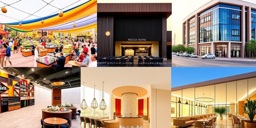 Collage of diverse businesses for sale in the UAE.
