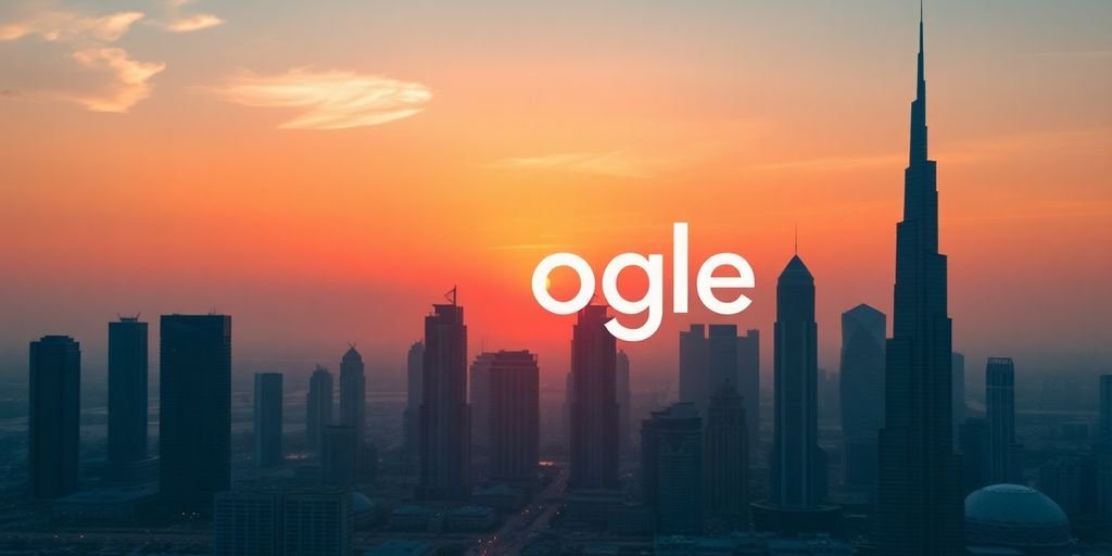 Google logo over Dubai skyline.